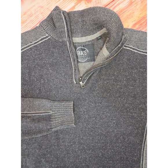 BKE Mens Vintage Fit Gray Quarter-Zip Sweater Large - Picture 4 of 6